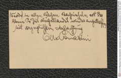 Nachlass Franz Steindachner, Visitenkarte von Otto Tomasini an Franz Steindachner, Inv.Nr. 546.02, Seite 2